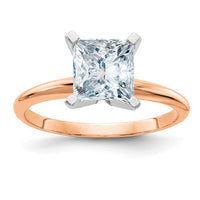 Thumbnail for 14kr 2ct. 7.0mm D E F Pure Light Princess Moissanite Solitaire Ring