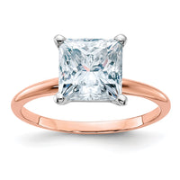 Thumbnail for 14kr 2 1/2ct. 7.5mm D E F Pure Light Princess Moissanite Solitaire Ring