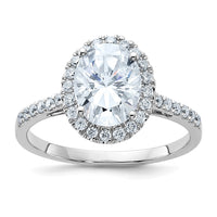 Thumbnail for 14kw 2 3/8ct. D E F Pure Light Oval Moissanite Halo Engagement Ring