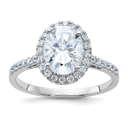 14kw 2 3/8ct. D E F Pure Light Oval Moissanite Halo Engagement Ring