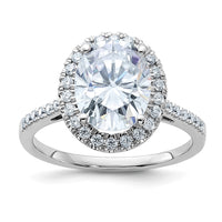 Thumbnail for 14kw 3 1/3ct. D E F Pure Light Oval Moissanite Halo Engagement Ring