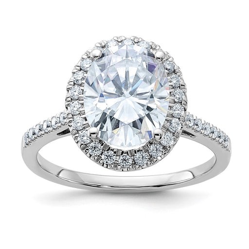 14kw 3 1/3ct. D E F Pure Light Oval Moissanite Halo Engagement Ring