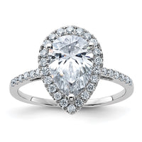 Thumbnail for 14kw 2 1/2ct. D E F Pure Light Pear Moissanite Halo Engagement Ring