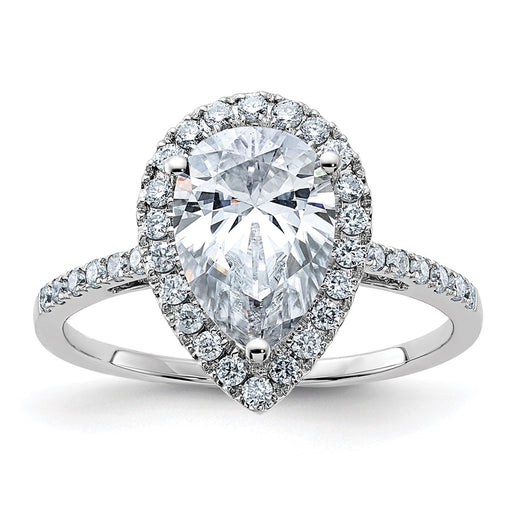 14kw 2 1/2ct. D E F Pure Light Pear Moissanite Halo Engagement Ring