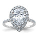 14kw 4ct. D E F Pure Light Pear Moissanite Halo Engagement Ring