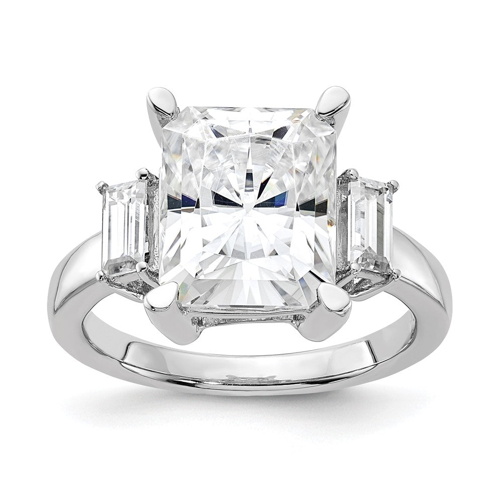 14kw 5 3/4ct. Three Stone G H I True Light Moissanite Engagement Ring