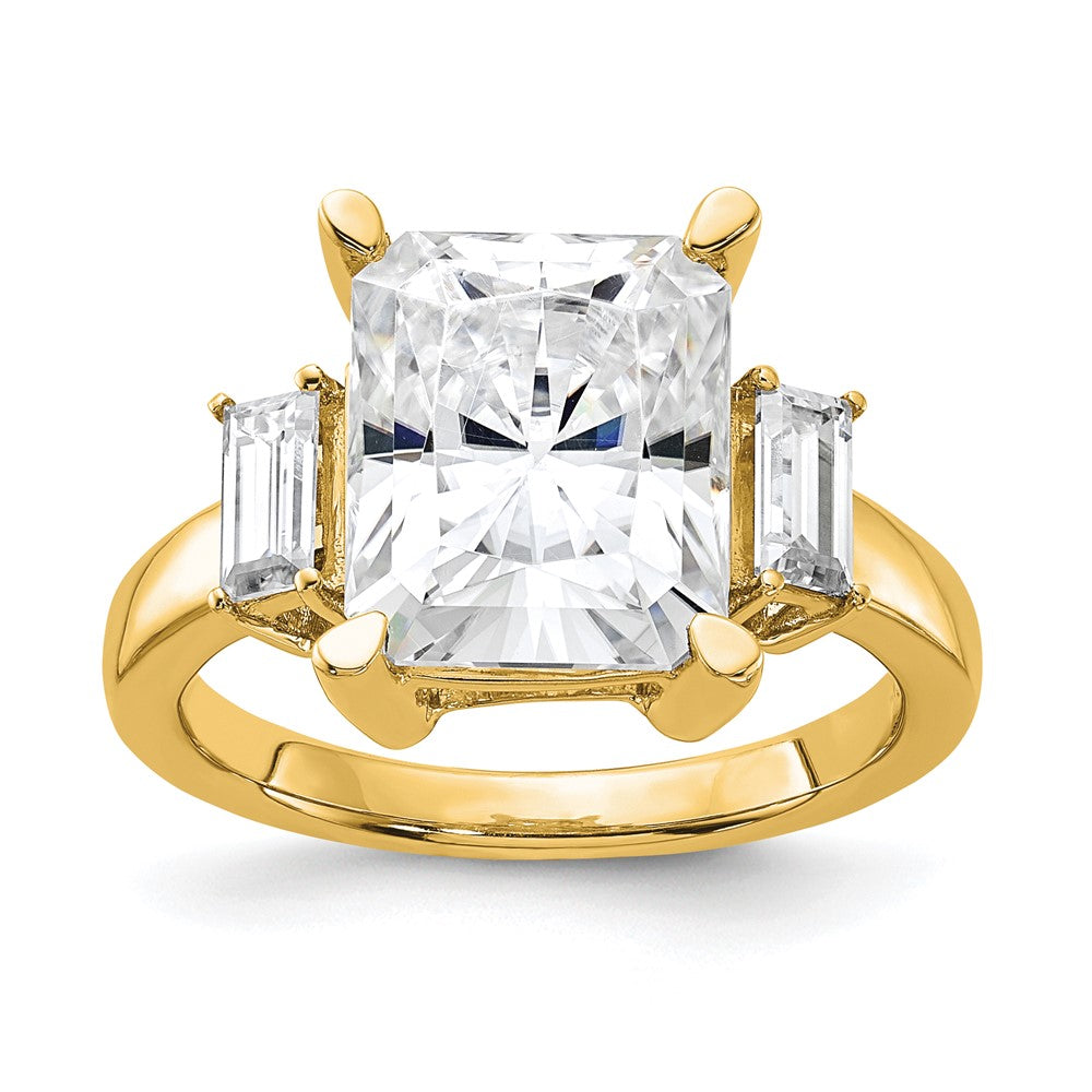 14k 5 3/4ct. Three Stone G H I True Light Moissanite Engagement Ring