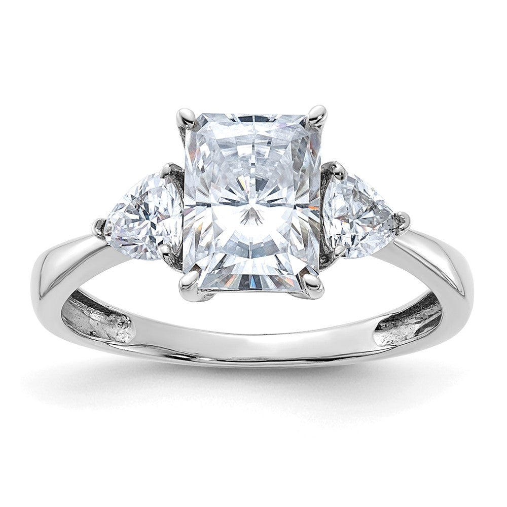 14kw 2 1/5ct. Three Stone D E F Pure Light Moissanite Engagement Ring