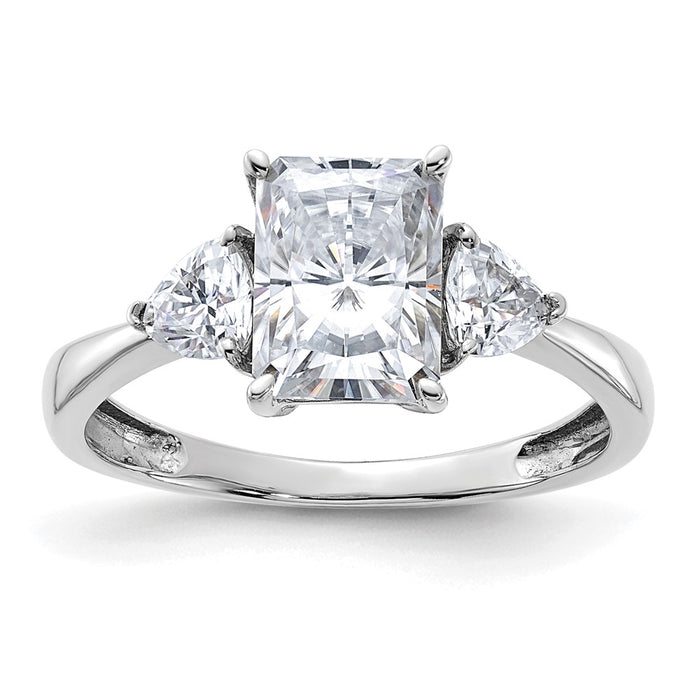 14kw 2 1/5ct. Three Stone G H I True Light Moissanite Engagement Ring