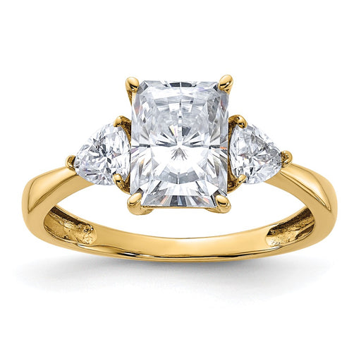 14k 2 1/5ct. Three Stone D E F Pure Light Moissanite Engagement Ring