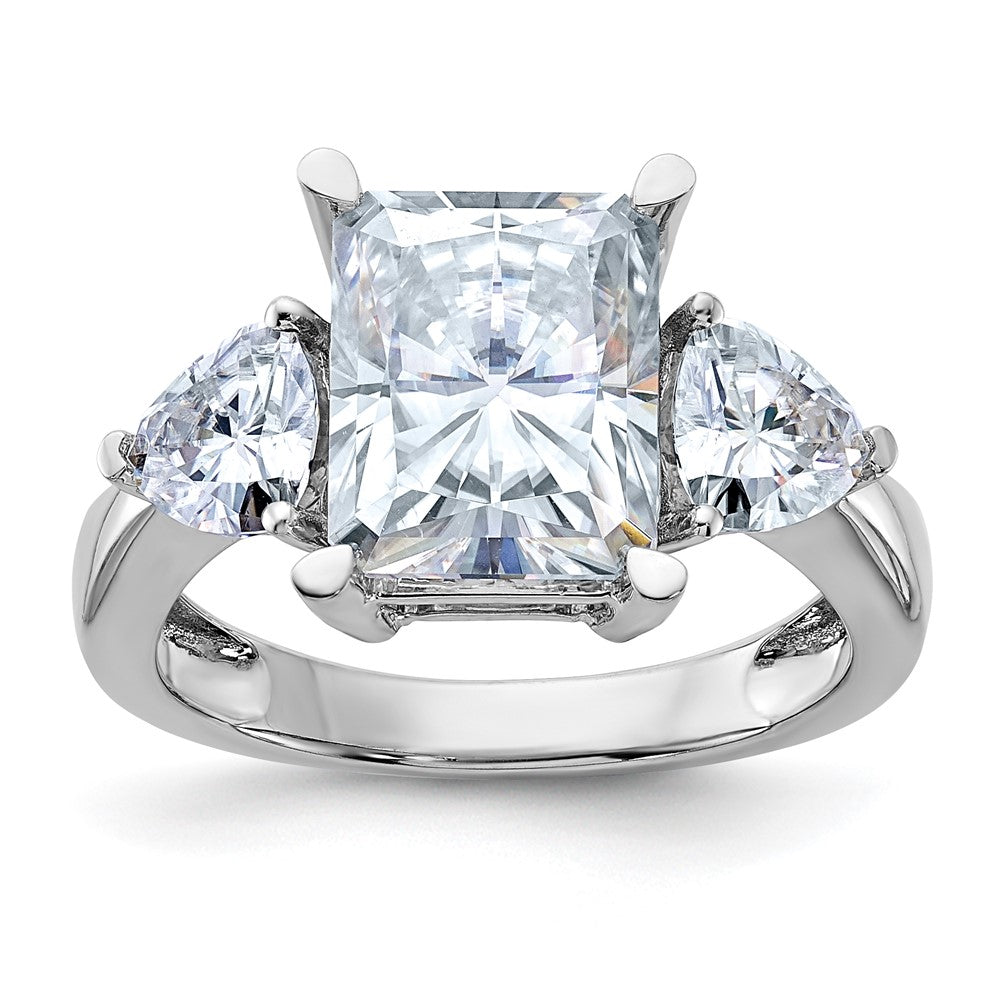 14kw 4 7/8ct. Three Stone D E F Pure Light Moissanite Engagement Ring