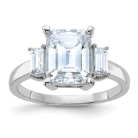 Thumbnail for 14kw 3 7/8ct. Three Stone D E F Pure Light Moissanite Engagement Ring