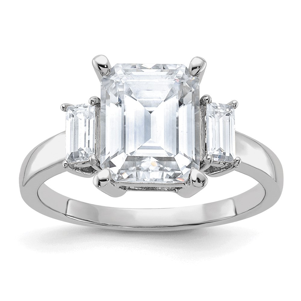 14kw 3 7/8ct. Three Stone G H I True Light Moissanite Engagement Ring