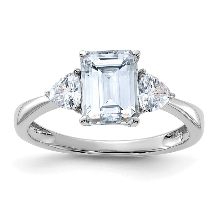 14kw 2 1/6ct. Three Stone D E F Pure Light Moissanite Engagement Ring