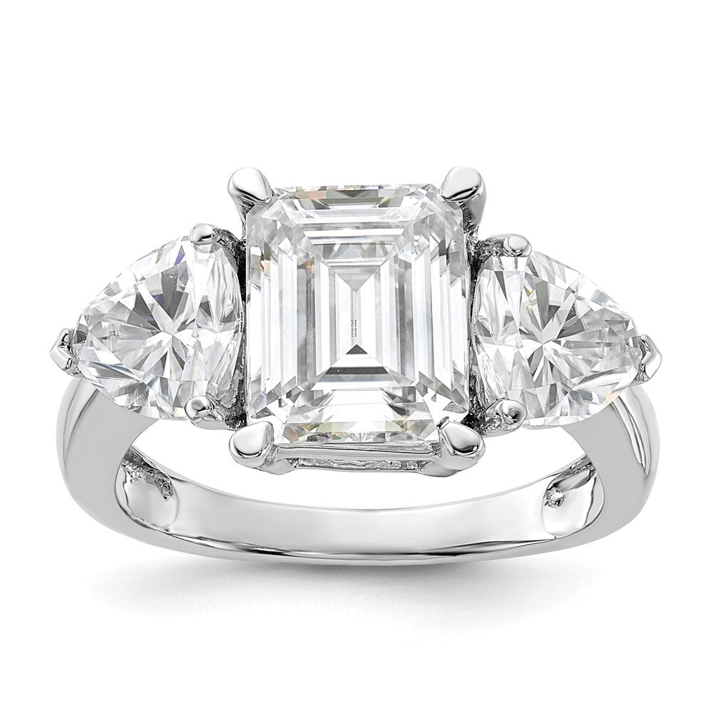 14kw 4 1/2ct. Three Stone G H I True Light Moissanite Engagement Ring