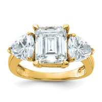 Thumbnail for 14k 4 1/2ct. Three Stone D E F Pure Light Moissanite Engagement Ring