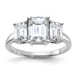 14kw 2 7/8ct. Three Stone G H I True Light Emerald-cut Moissanite Ring