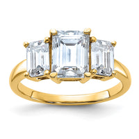 Thumbnail for 14k 2 7/8ct. Three Stone D E F Pure Light Emerald-cut Moissanite Ring