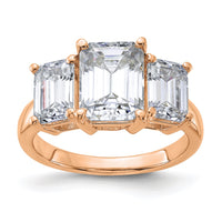 Thumbnail for 14kr 4 3/4ct. Three Stone G H I True Light Emerald-cut Moissanite Ring