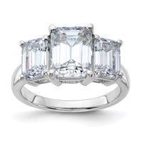 Thumbnail for 14kw 4 3/4ct. Three Stone D E F Pure Light Emerald-cut Moissanite Ring
