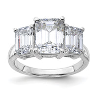 Thumbnail for 14kw 4 3/4ct. Three Stone G H I True Light Emerald-cut Moissanite Ring