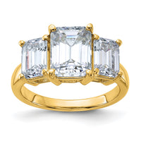 Thumbnail for 14k 4 3/4ct. Three Stone D E F Pure Light Emerald-cut Moissanite Ring