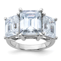 Thumbnail for 14kw 10 1/10ct. Three Stone D E F Pure Light Emerald-cut Moissanite Ring