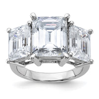 Thumbnail for 14kw 10 1/10ct. Three Stone G H I True Light Emerald-cut Moissanite Ring