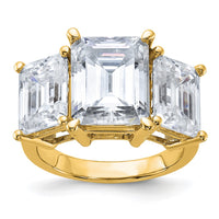 Thumbnail for 14k 10 1/10ct. Three Stone G H I True Light Emerald-cut Moissanite Ring