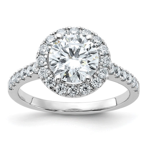 14kw 2 1/3ct. D E F Pure Light Round Halo Moissanite Engagement Ring