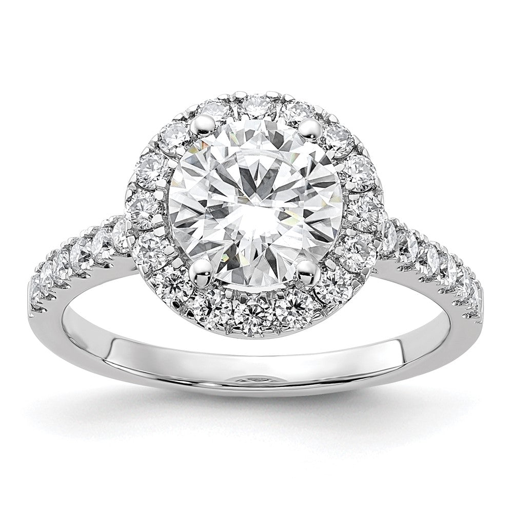 14kw 2 1/3ct. G H I True Light Round Halo Moissanite Engagement Ring
