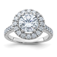 Thumbnail for 14kw 2 5/8ct. D E F Pure Light Round Halo Moissanite Engagement Ring