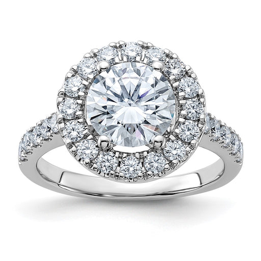 14kw 2 5/8ct. D E F Pure Light Round Halo Moissanite Engagement Ring