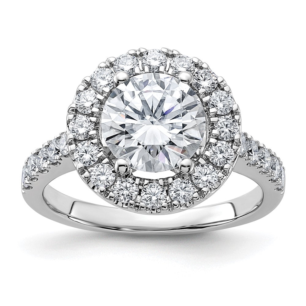 14kw 2 5/8ct. G H I True Light Round Halo Moissanite Engagement Ring