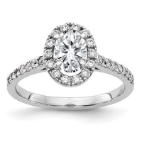 Thumbnail for 14kw 1 1/3ct. G H I True Light Oval Halo Moissanite Engagement Ring