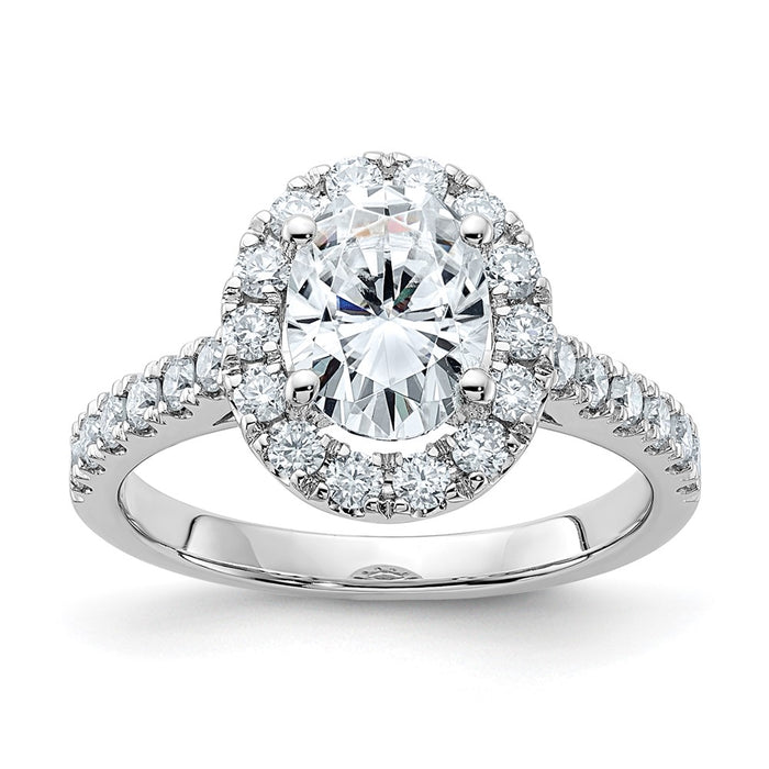 14kw 2ct. D E F Pure Light Ova Halo Moissanite Engagement Ring