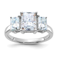 Thumbnail for 14kw 3 1/5ct. Three Stone D E F Pure Light Octagon Moissanite Ring