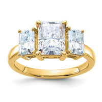 Thumbnail for 14k 3 1/5ct. Three Stone D E F Pure Light Octagon Moissanite Ring