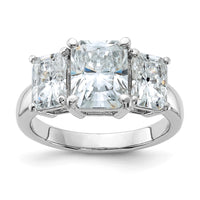 Thumbnail for 14kw 5 1/3ct. Three Stone D E F Pure Light Octagon Moissanite Ring