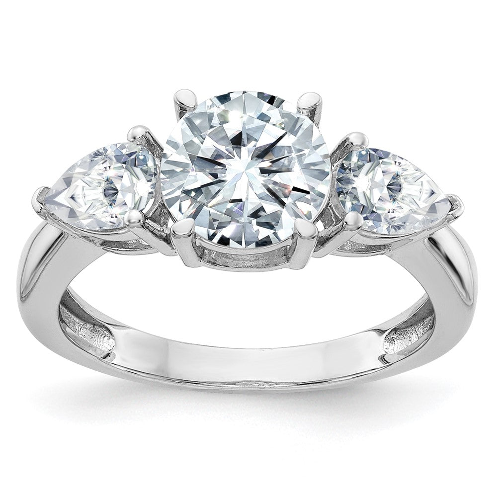 14kw 1 3/8ct. Three Stone D E F Pure Light Moissanite Engagement Ring