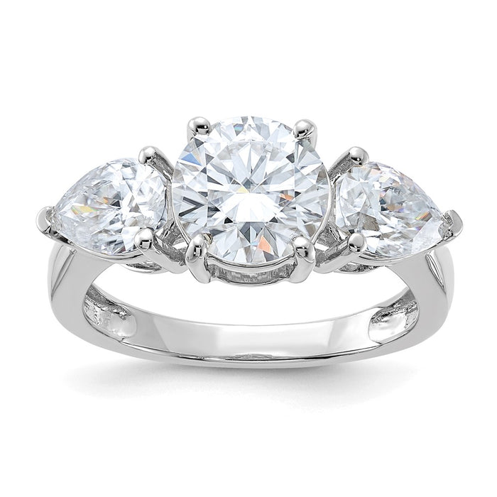 14kw 3 3/8ct. Three Stone D E F Pure Light Moissanite Engagement Ring