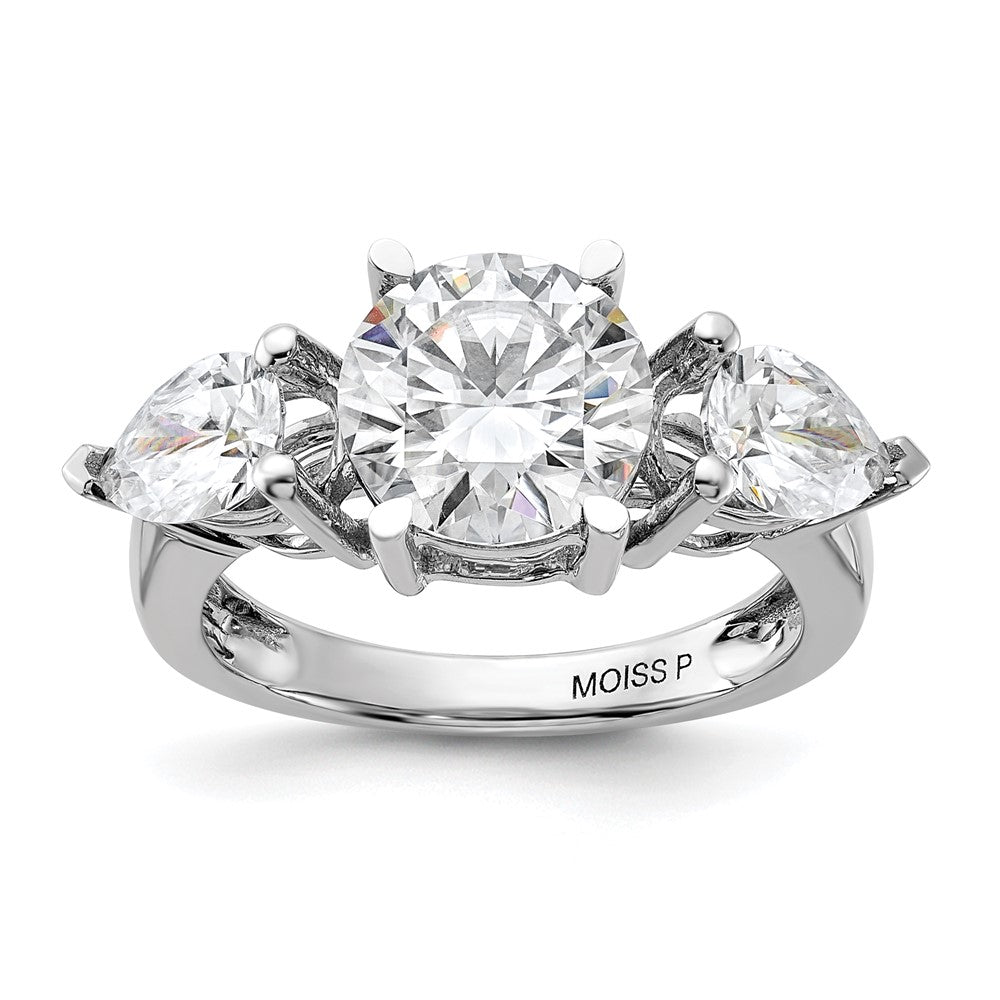 14kw 4 1/4ct. Three Stone G H I True Light Moissanite Engagement Ring