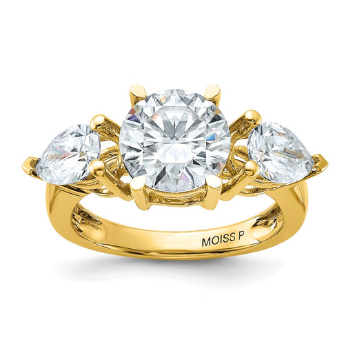 14k 4 1/4ct. Three Stone D E F Pure Light Moissanite Engagement Ring