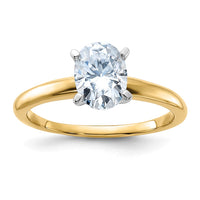 Thumbnail for 14k Two Tone 1 1/2ct. D E F Pure Light Oval Moissanite Solitaire Ring