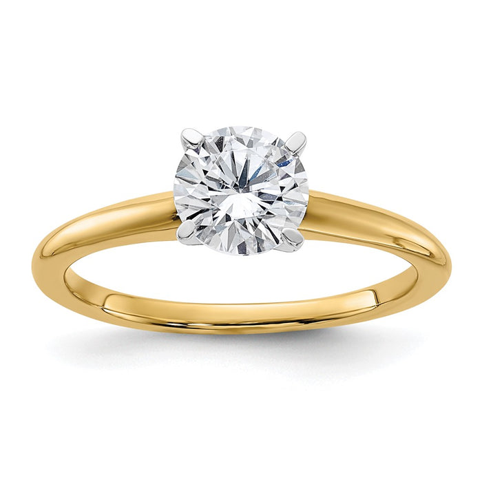 14k Two Tone 1ct. G H I True Light Round Moissanite Solitaire Ring