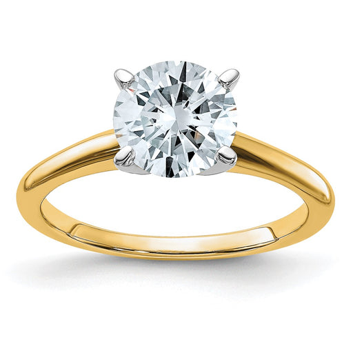 14k Two Tone 1 3/4ct. D E F Pure Light Round Moissanite Solitaire Ring
