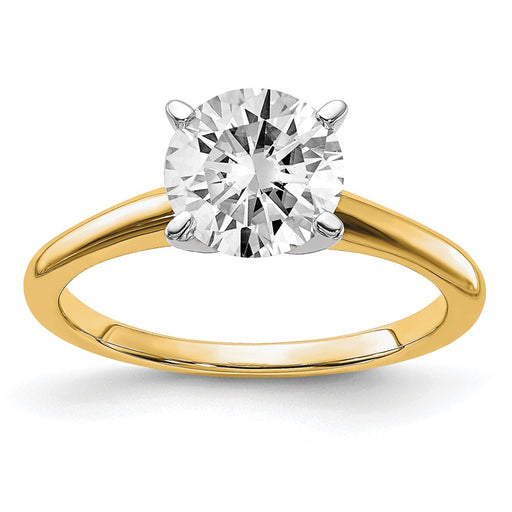 14k Two Tone 1 3/4ct. G H I True Light Round Moissanite Solitaire Ring