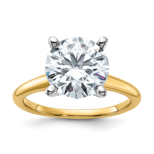 14k Two Tone 3 5/8ct. D E F Pure Light Round Moissanite Solitaire Ring