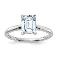 Thumbnail for 14kw 1 3/4ct. D E F Pure Light Emerald Moissanite Solitaire Ring