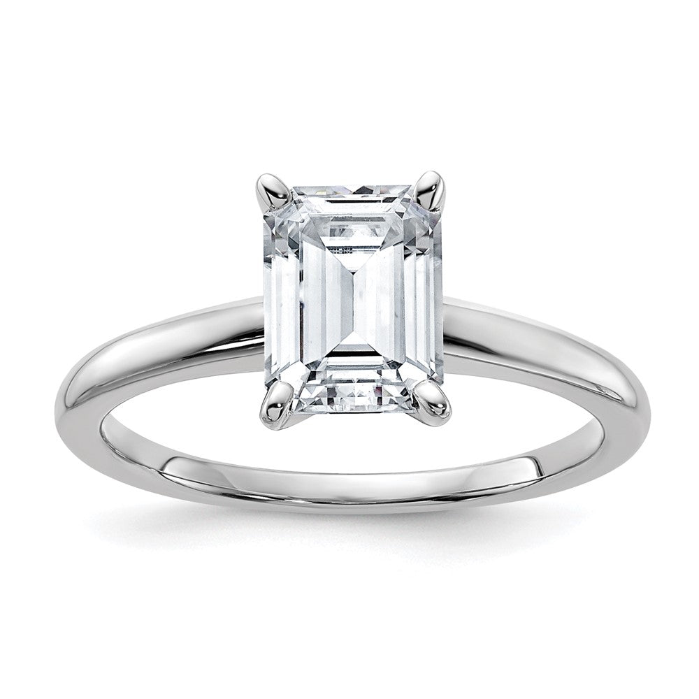 14kw 1 3/4ct. G H I True Light Emerald Moissanite Solitaire Ring